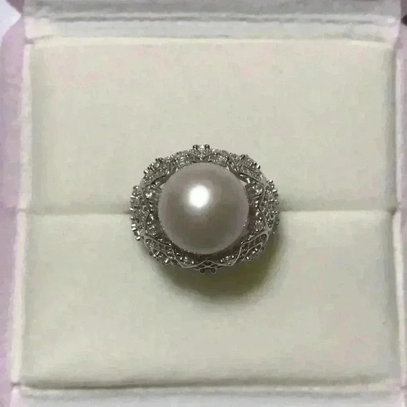 12mm Genuine White Pearl Lace Craft Ring - Picture 5 of 11
